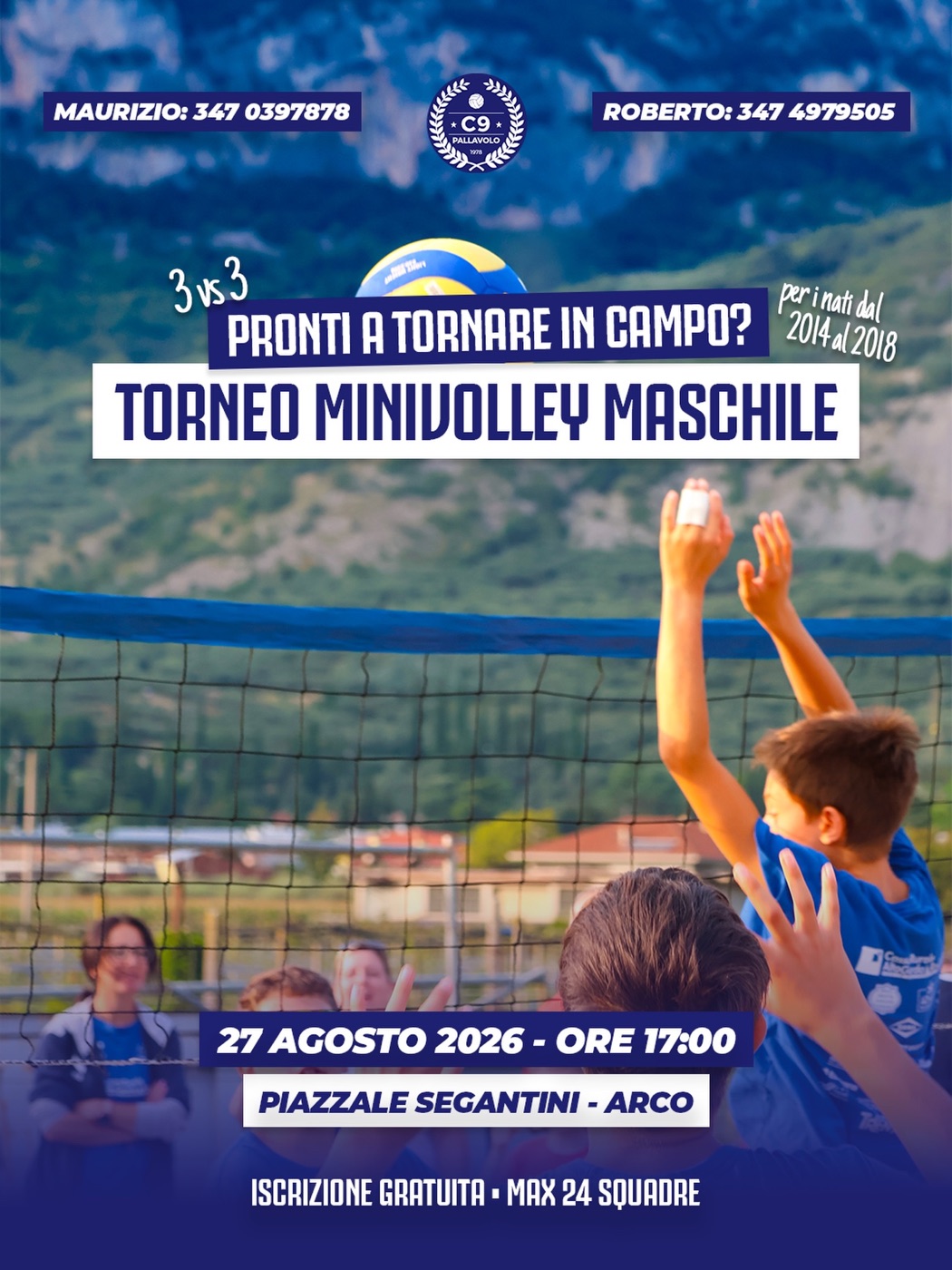 Locandina del 14° Torneo Minivolley Maschile Regione Trentino Alto Adige del 27 agosto 2026 ad Arco